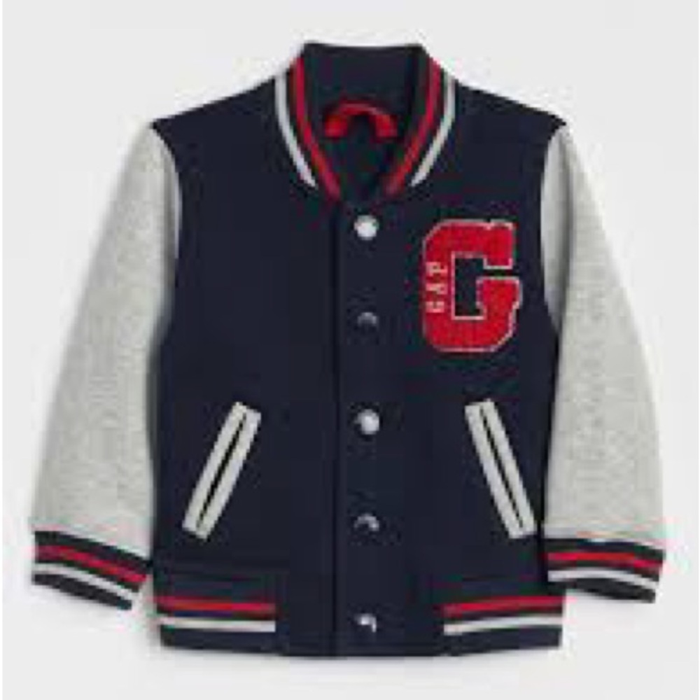 GAP Kids Navy and Gray Letterman Jacket